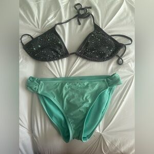 Xhilaration Gray and Mint Bikini Set